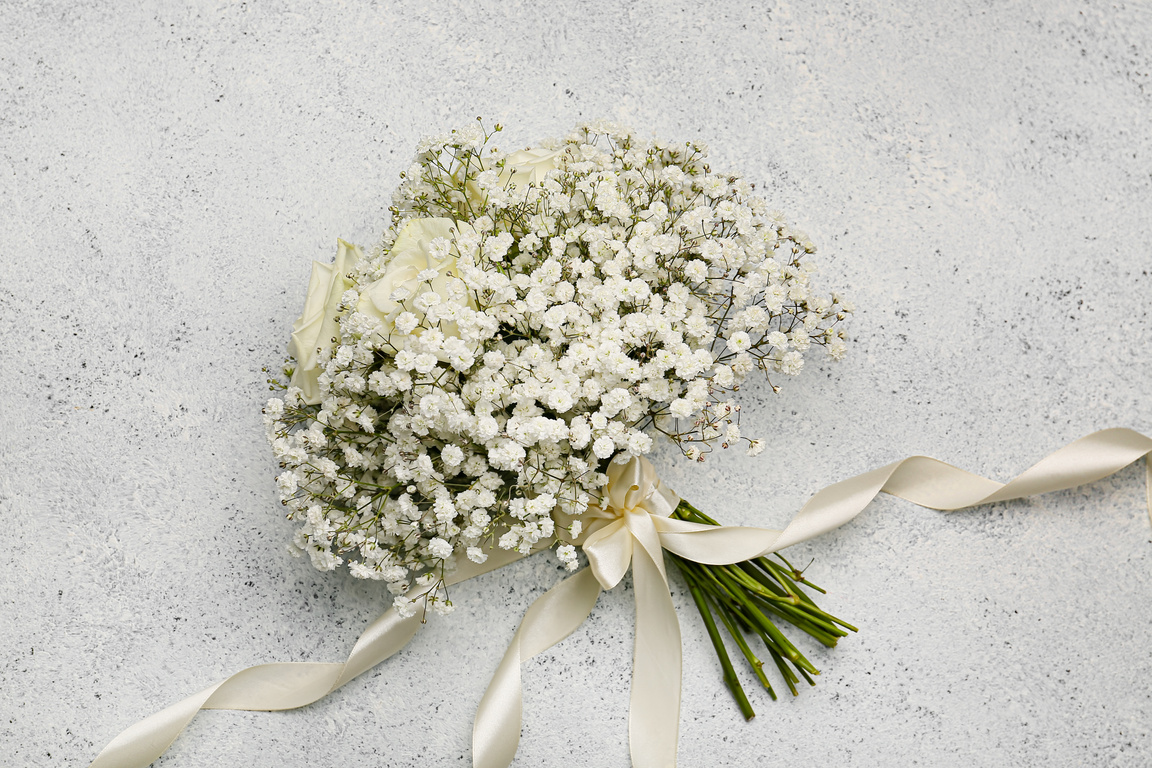 Beautiful Wedding Bouquet on Light Background